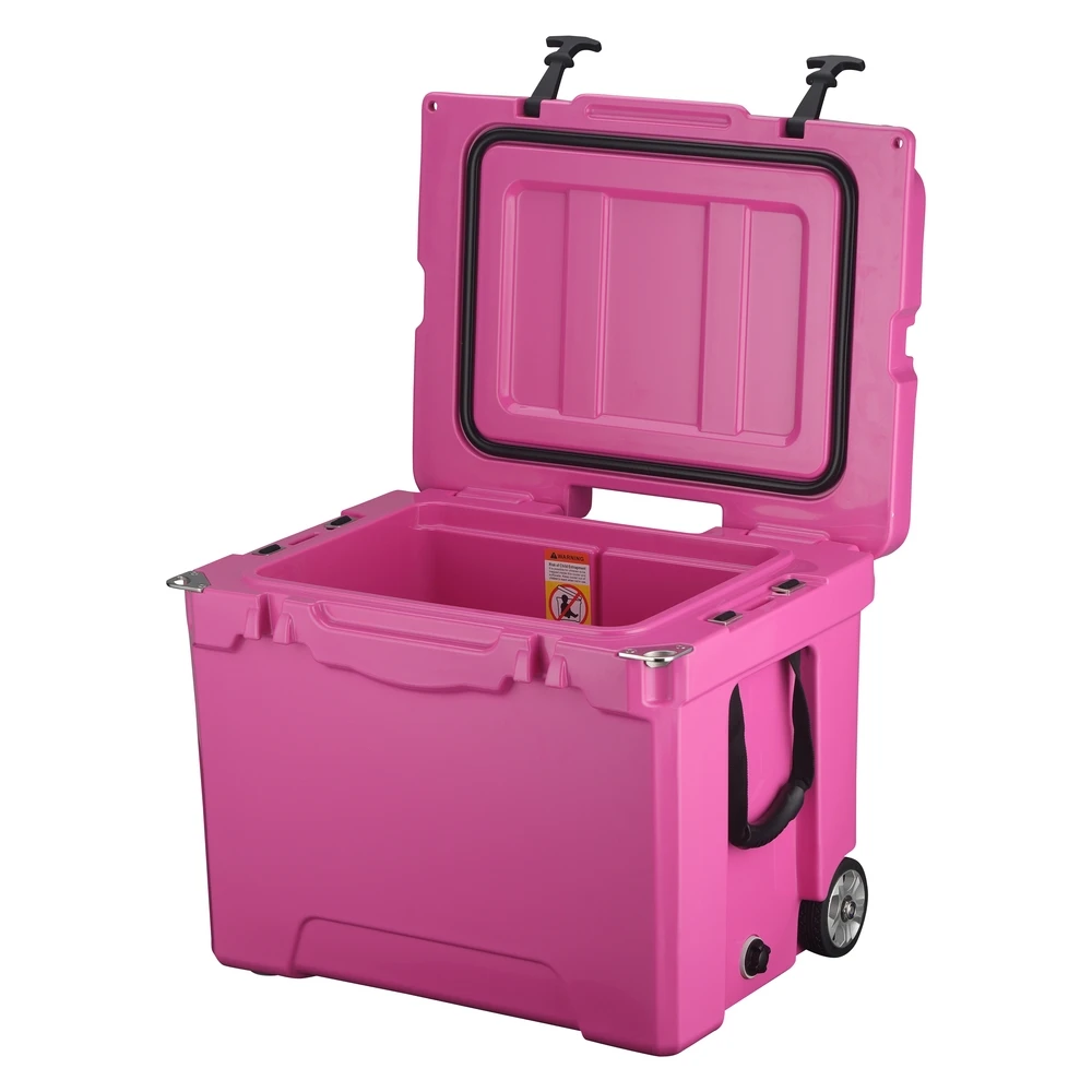 New 45QT Rotomolded Plastic Hard Ice Cooler BOX Outdoor WITH Wheels And Telescoping Handle for picnicking and going out fashion