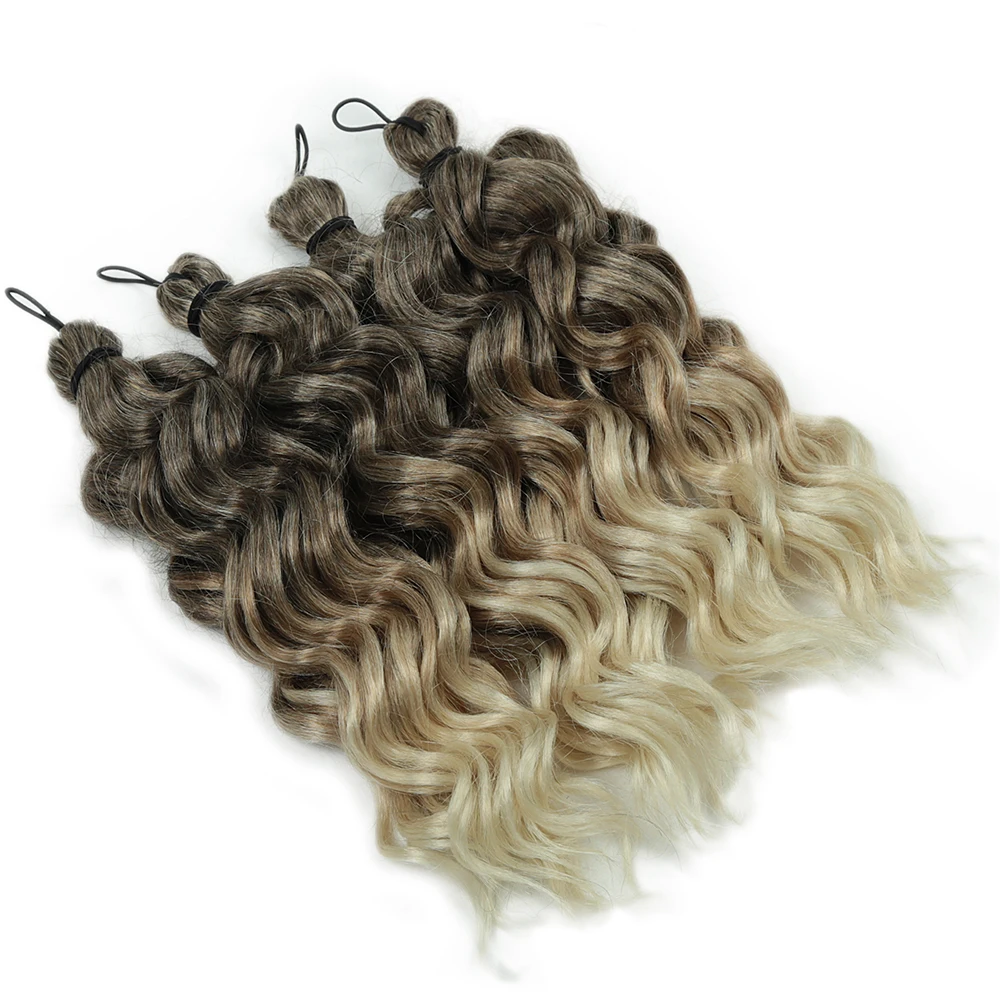 

4 шт., 12 дюймов, глубокие волнистые вязанные крючком волосы, синтетические вьющиеся косы, вязанные крючком косы, омбре, светлые плетения, наращивание волос