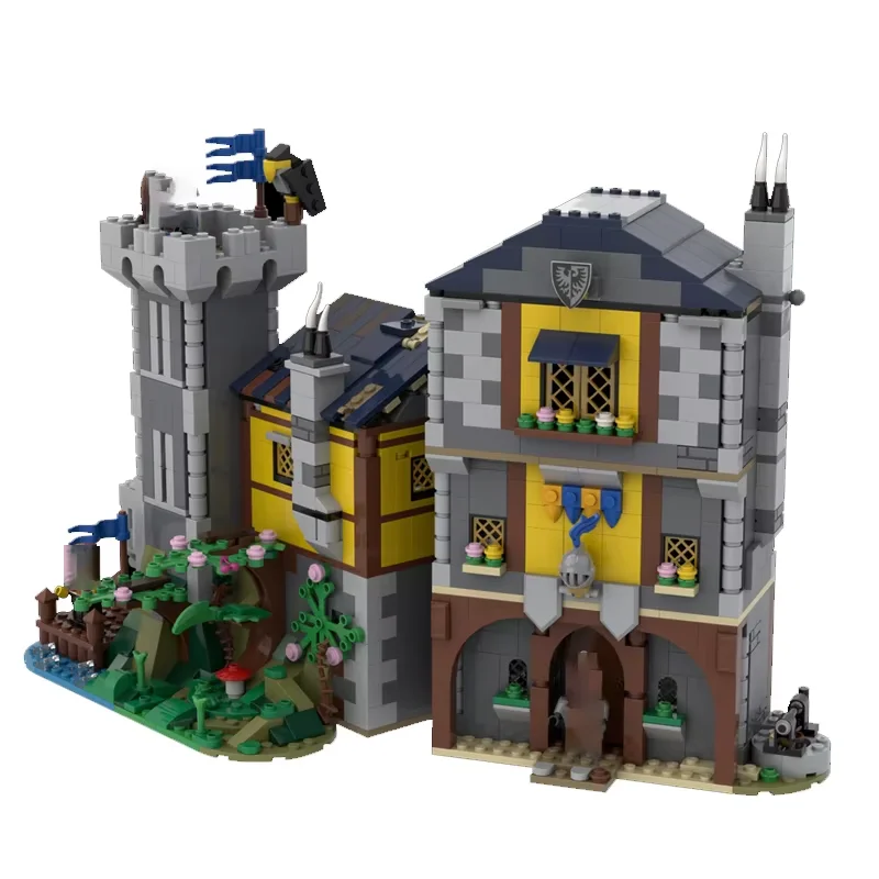 

MOC Medieval Black Eagle Fort Construction Model - Small Part Assembly Toy Building Blocks 1216 pcs - Customizable Version - Cre