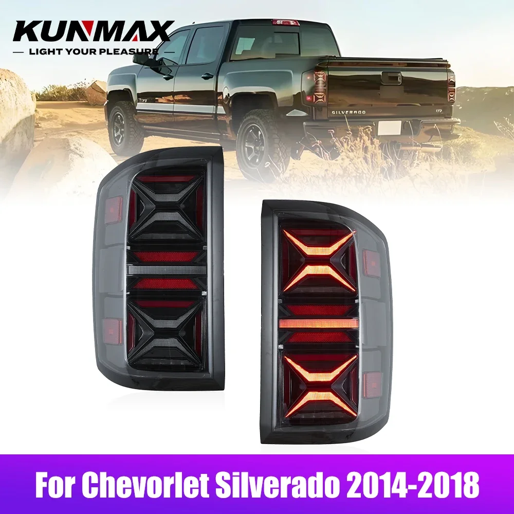 

Pair Of LED Tail Lights For Chevorlet SILVERADO 14-18 Reverse Brake Turning Signal Car Rear Tail Light Assembly Plug And Play