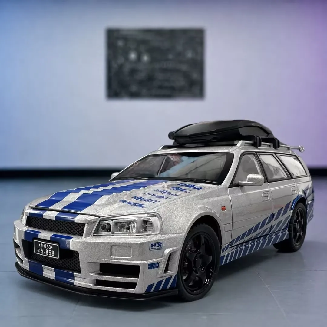 1:22 Large-Size GTR R34 Wagon JDM Diecast Alloy Shooting Brake Car Model Exquisite Ornament & Gift Toy for Boys