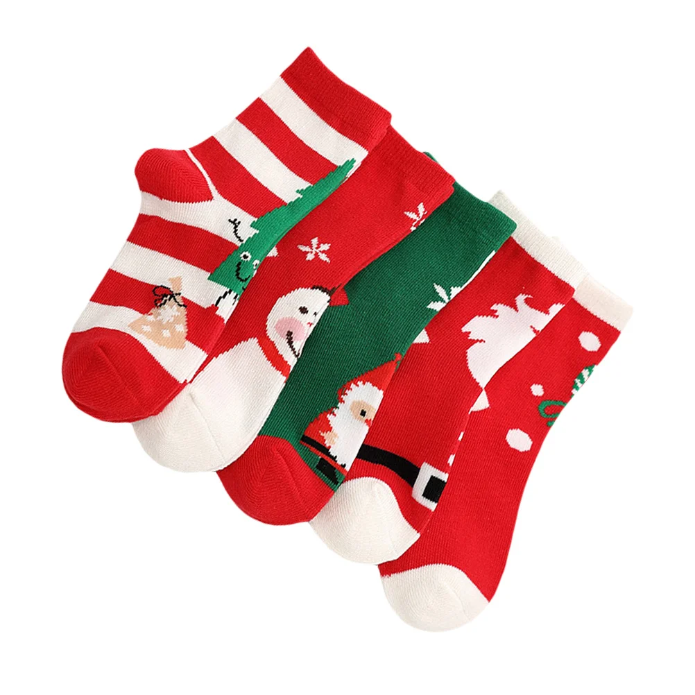 5 Pairs Socks Funny Christmas Cotton Slippers Luxury Lovely Children Kids Gifts