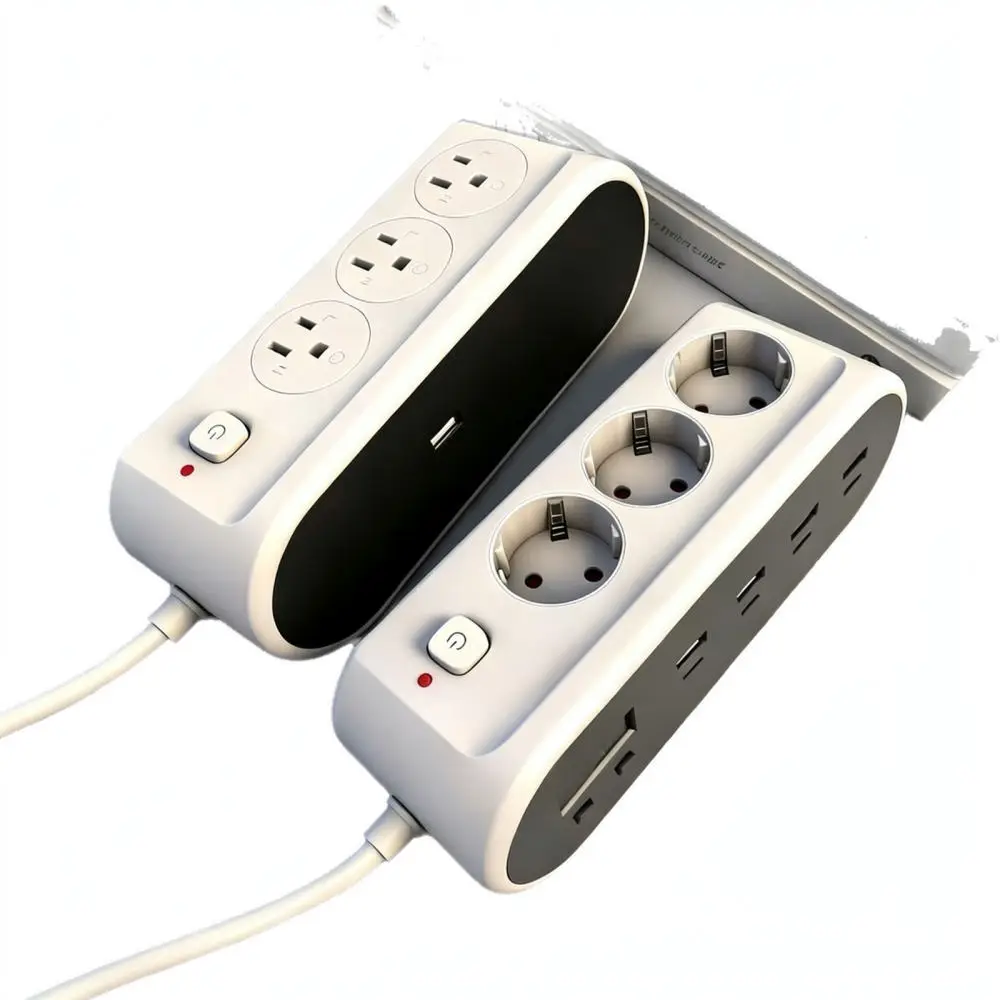 Multi Function Power Strip Extension Lead With Digital Voltage Display Four Usb C Charging Ports Desktop Power Socket