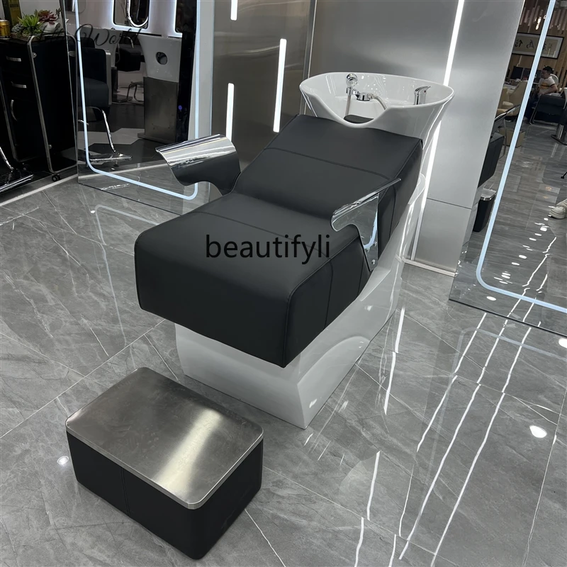 Ceramic Basin Barber Shop Shampoo Chair for Hair Salon Thai Bed Hair Salon Flushing Bed