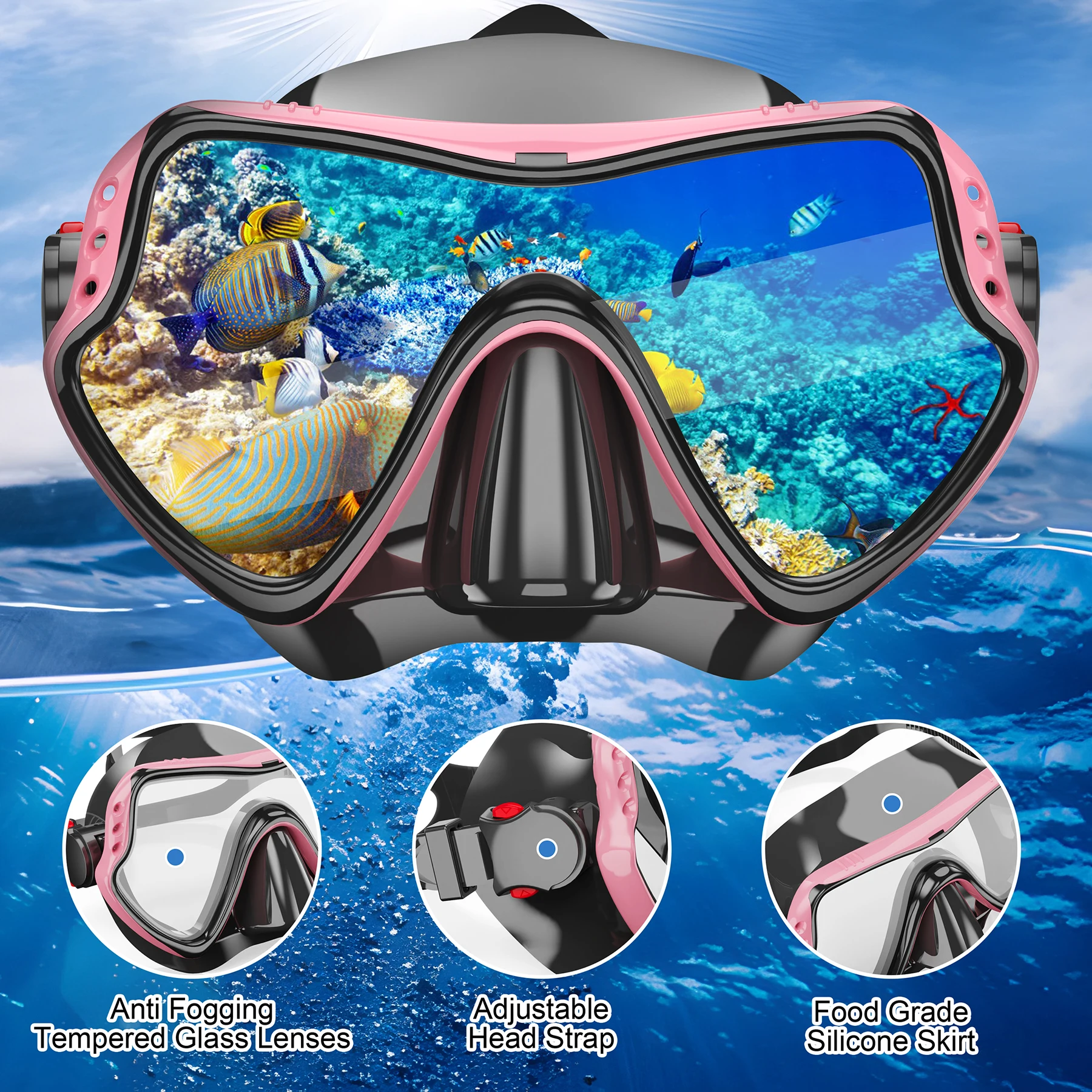 Scuba Snorkel Diving Mask Snorkeling Goggles Swimming Water Sports Equipment Free-diving Swimming Pool Accessories For Adult