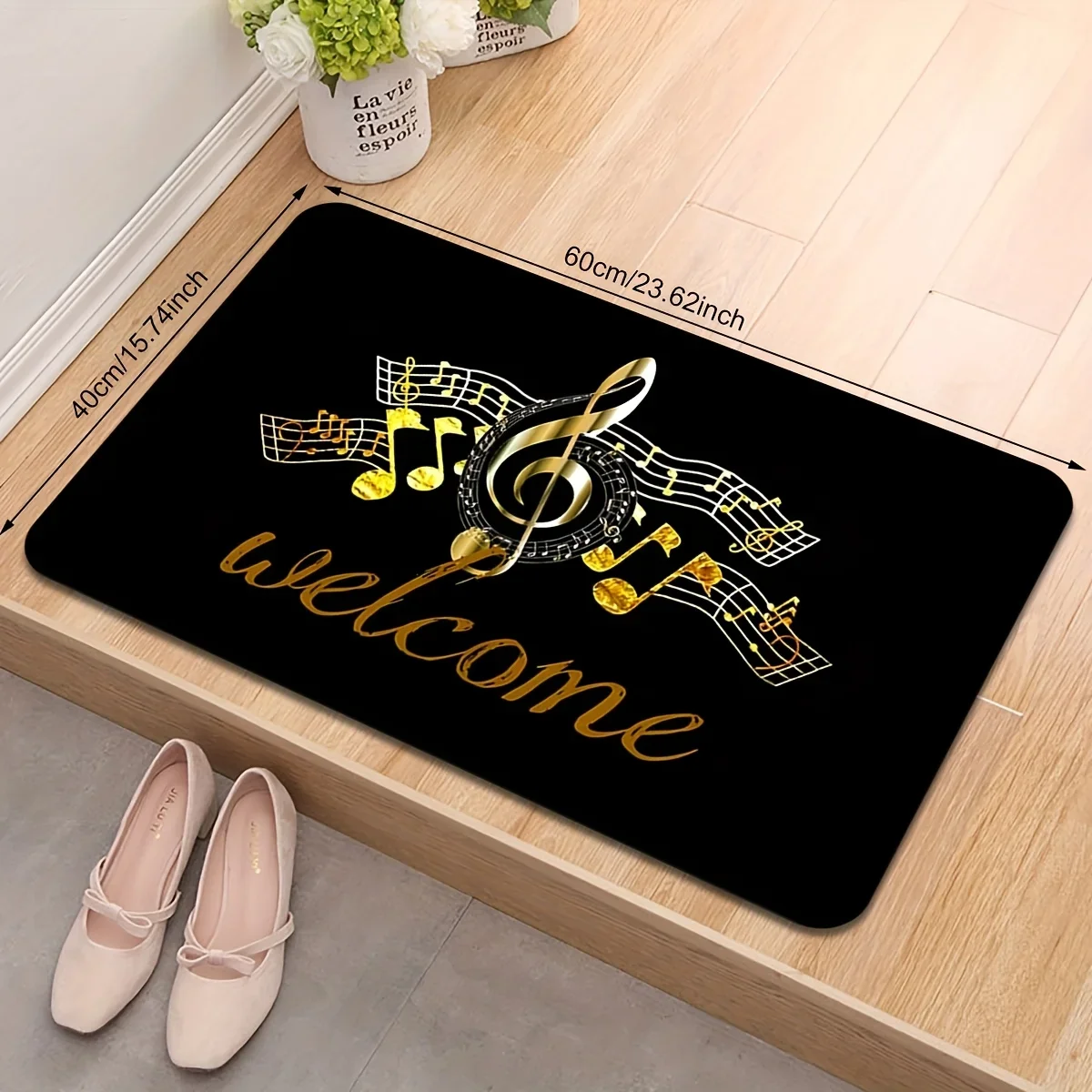 Luxury Music Note Mat for Music Lover Home Indoor Entryway Living Room Piano Room Non-Slip Super Absorbent Durable Art Decor Mat