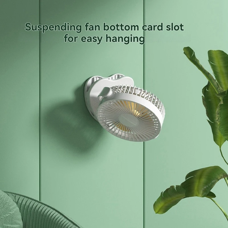 ABGR-Ventilador colgante y de mesa con clip recargable, 3 velocidades, 360 °   Ventilador giratorio para viajes y uso doméstico