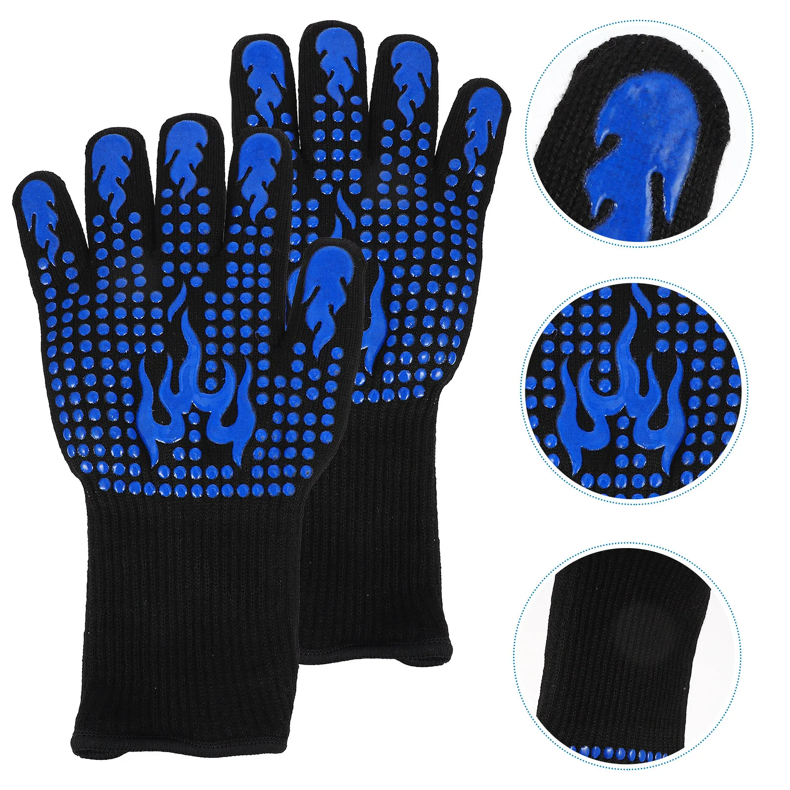 Oven Mitt Silicone - 1 Paar hitzebeständige Silikon-Ofenhandschuhe mit Fünf-Finger-Design,