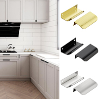 Black Hidden Cabinet Handles Aluminum Alloy Kitchen Handles Cupboard Door Pulls Drawer Knobs Long Furniture Handle Hardware
