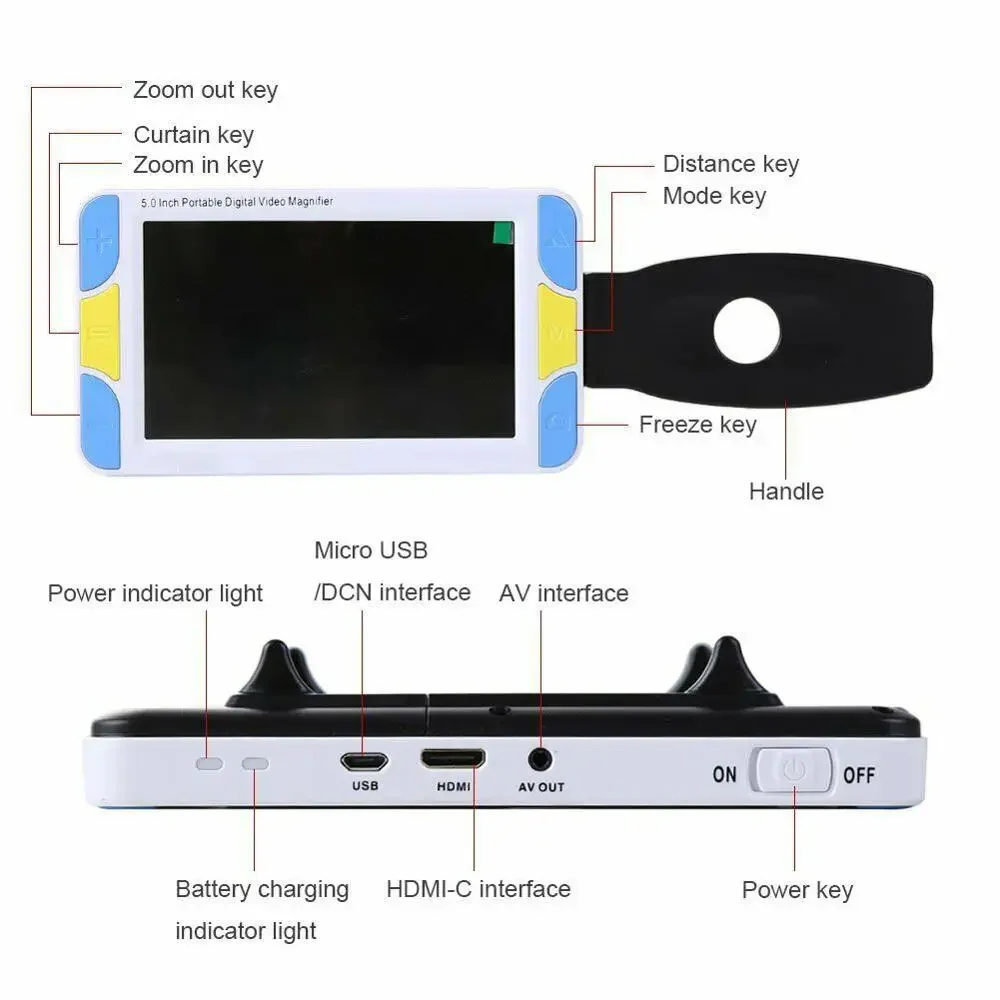 Low vision 5 inch LCD Video Magnifier reading loupe Digital video aid magnifying glass electronic microscope