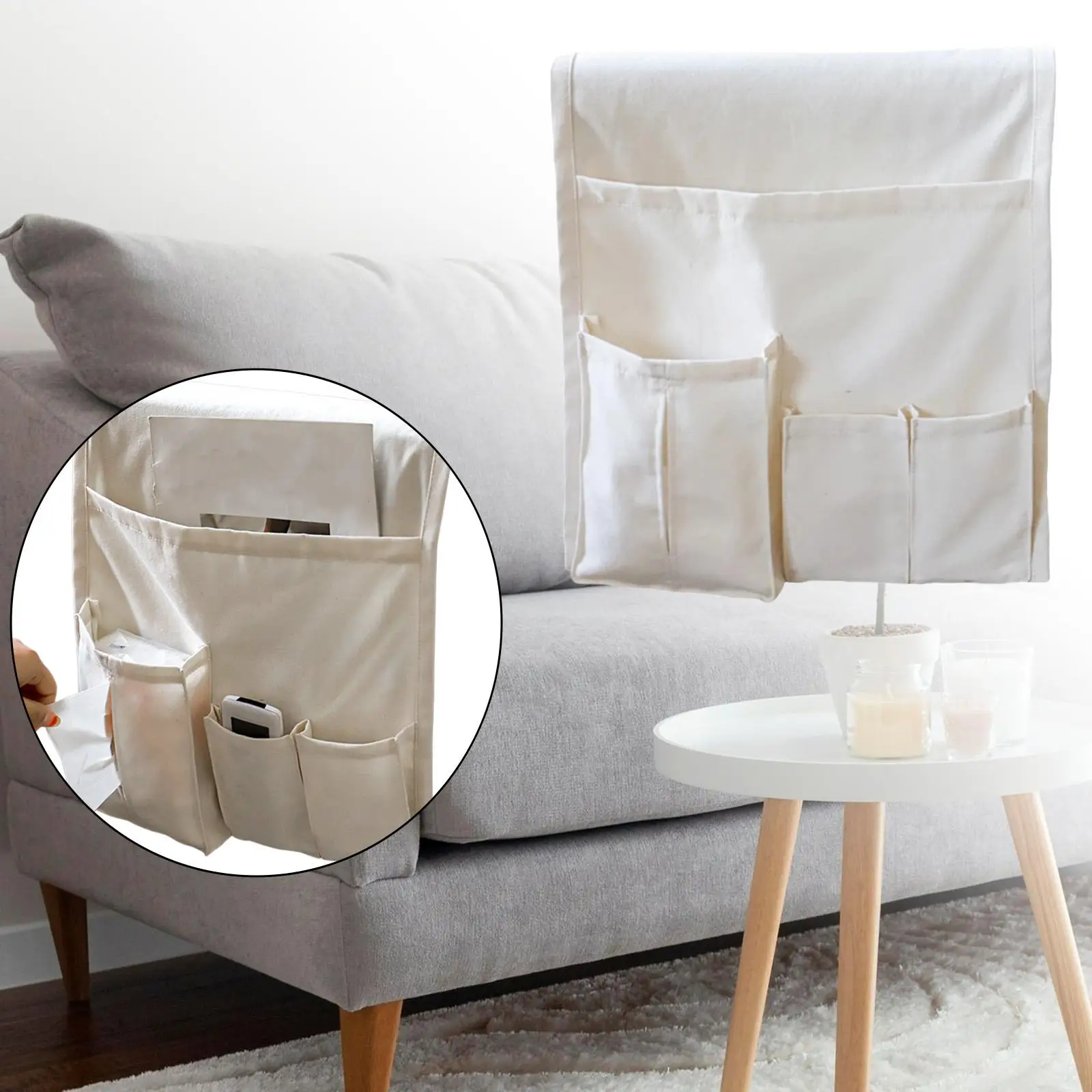 

Sofa Armrest Organize Bedside Storage Holder Bag Gifts with Pockets Holder Couch