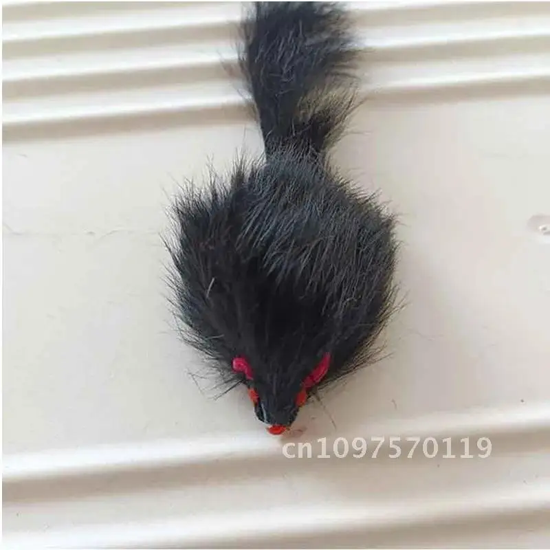 100-ピース-ロット偽マウス猫のおもちゃ子猫ウサギの毛皮演奏猫ペットマウス長髪のおもちゃ咀嚼おもちゃ用品