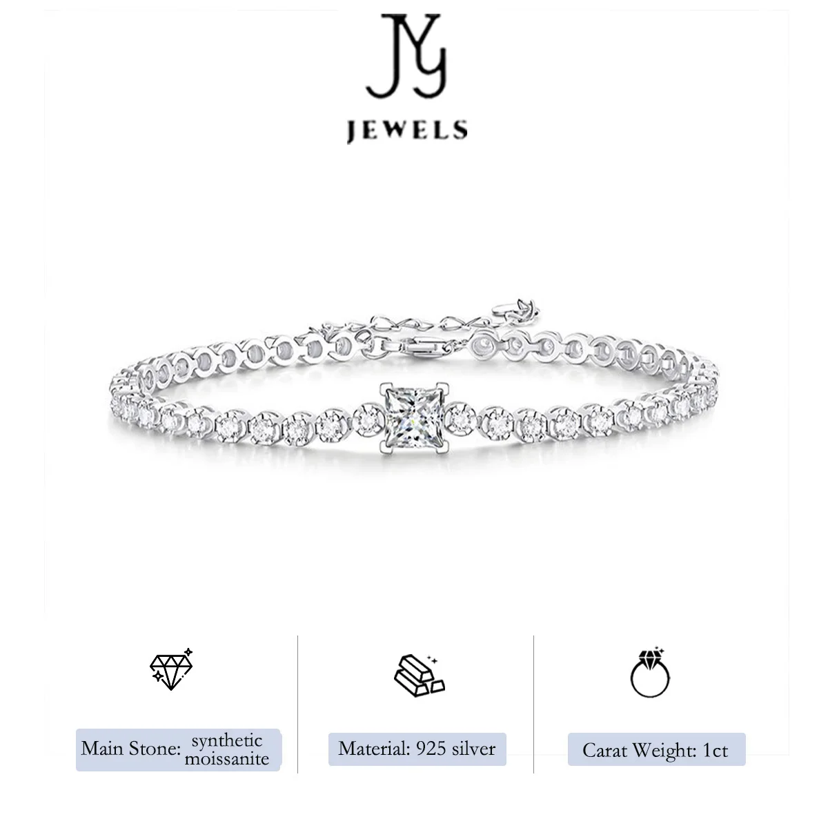 【JYJZZ157】S925 Silver 16CM Long Moissanite Bracelet for Girls Premium Feeling Hot Sale In Stock.