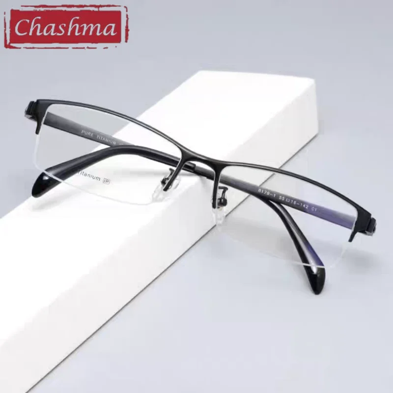 Chashma 58mm Prescription Glasses Wide Eyeglasses Frame Men Oversize Pure Titanium IP Plating High End Ultra Light Eyewear Gafas
