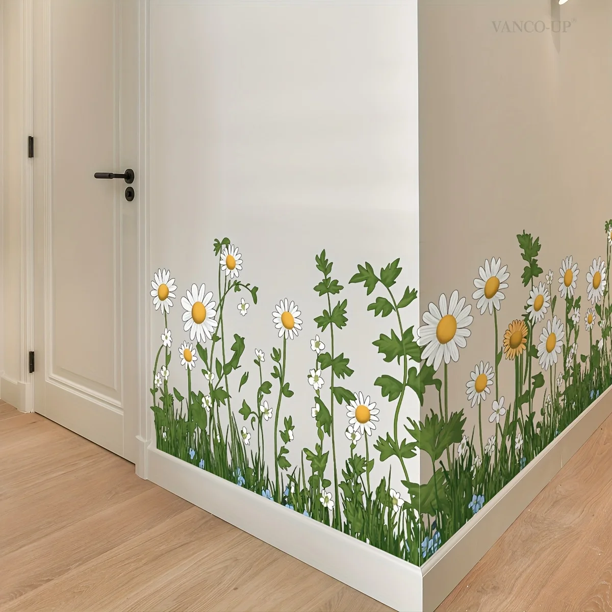1 قطعة شارات جدارية كبيرة الأزهار ديزي خلفية مثل الحدود الديكور غرفة المعيشة غرفة نوم المطبخ القابلة للإزالة البلاستيكية ديكور غرفة نوم