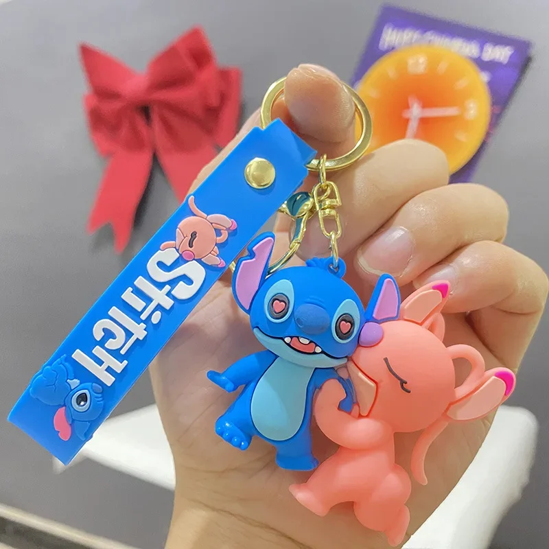 Disney Youth Campus Stitch Keychain Cute Crossdressing Party Stitch Cartoon Keychain Men and Women Pendant Kawaii Gift