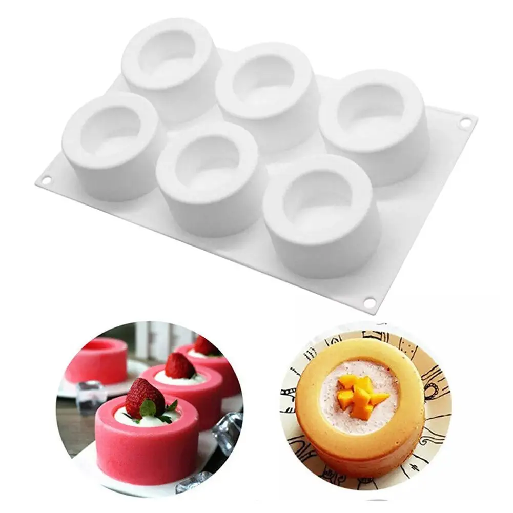 6 Grids Silicone Convex Cup Cake Mold White DIY Cookies Fondant Non-Stick Pudding Steamed Cake Mold Baking Tool