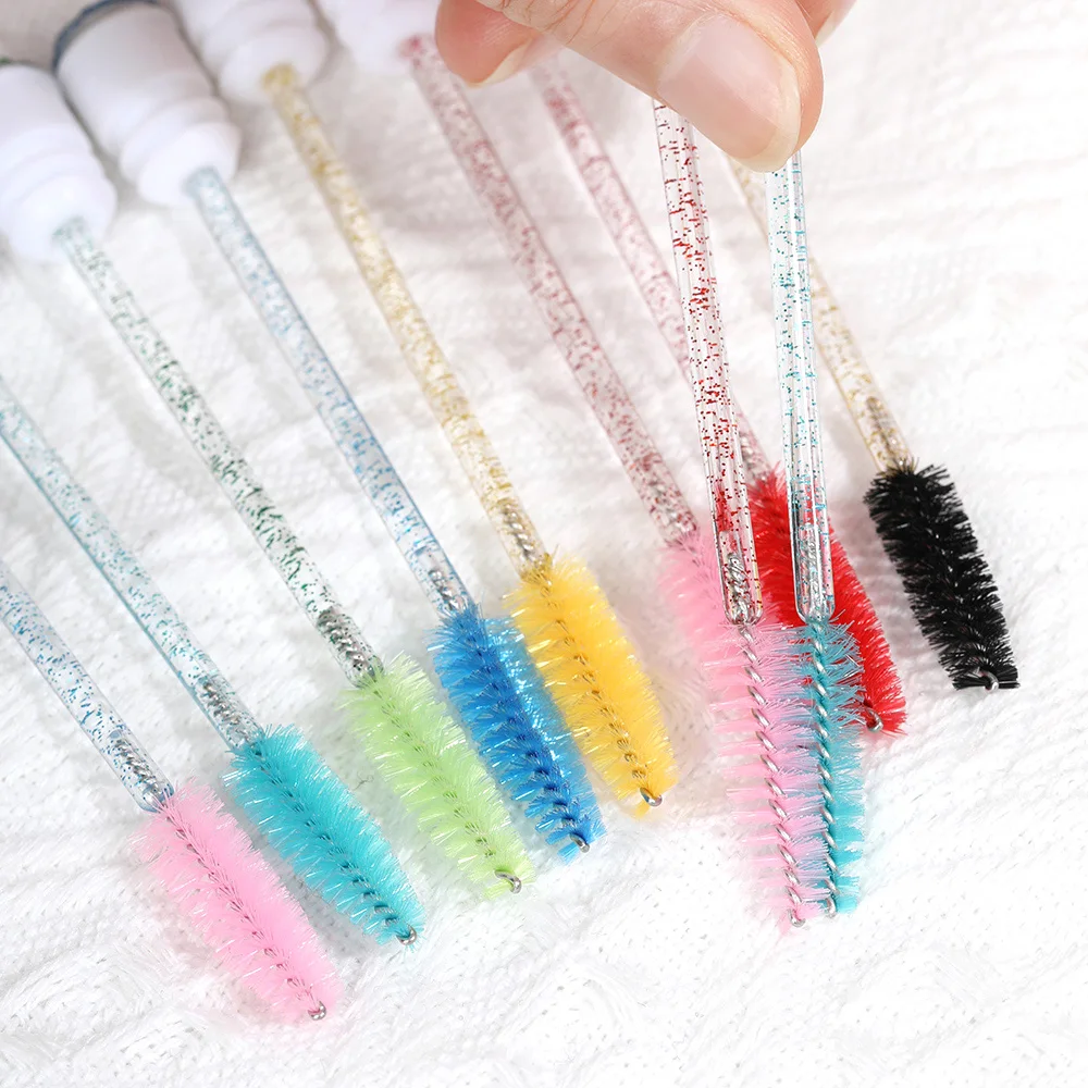 Disposable Eyelash Brushes With Tube Bendable Mascara Brush Crystal Handle Eyebrow Brush Portable Makeup Tools Accessories