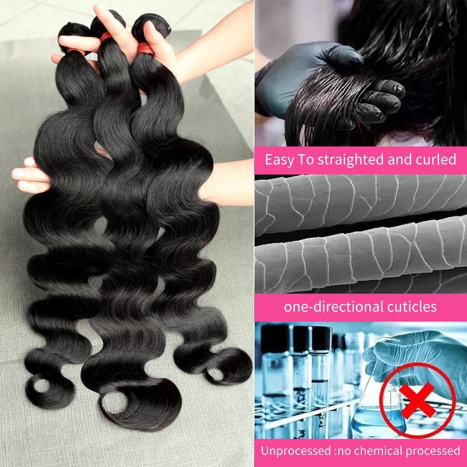 Linktowig Body Wave Bundles Human Hair 30 Inch Water Wave Human Hair Bundles Brazilian Raw Hair Bundles Human Hair Extensions