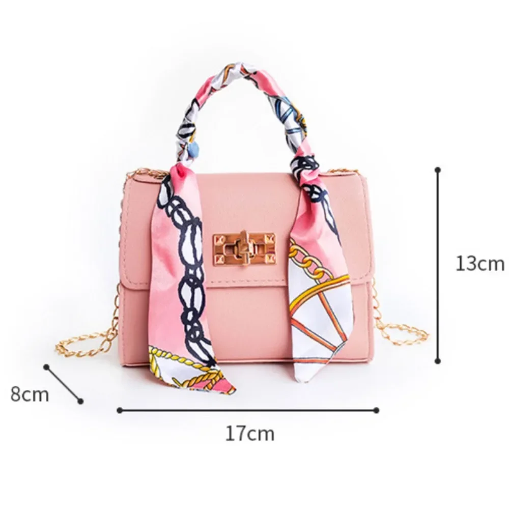 Fashion Handbags Small Silk Scarf Shoulder Bags PU Leather Lady Chain Bag Designer Luxury Crossbody Messenger Bags for Women