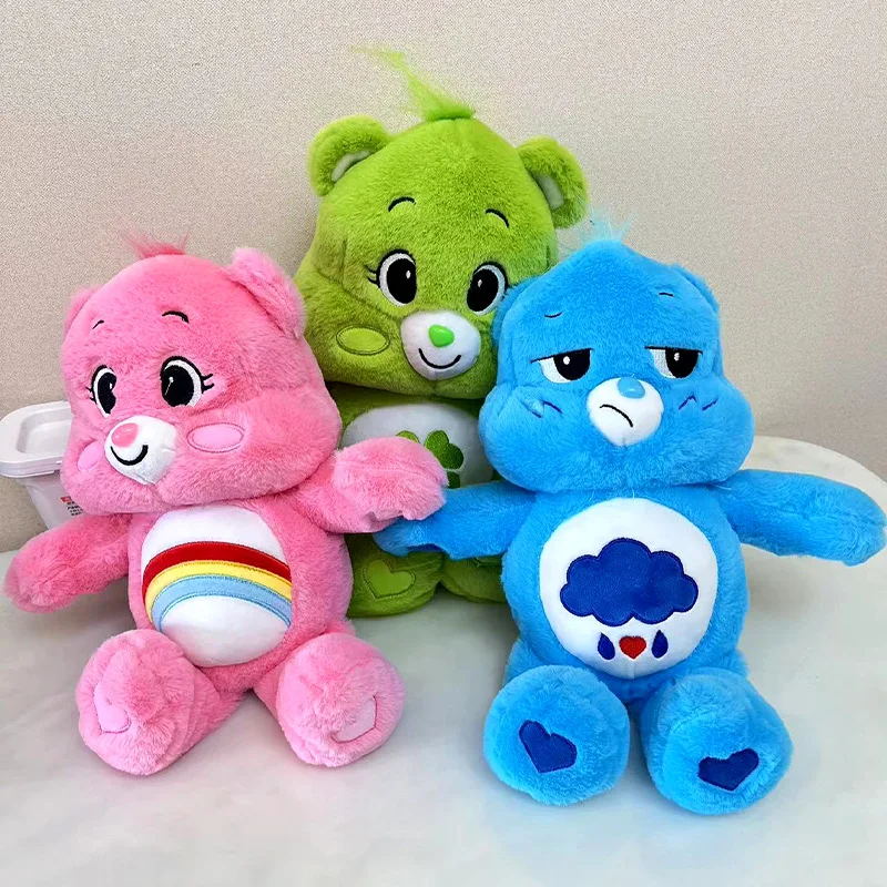 38CM MINISO Disney Carebear Colorful Plush Toy Rainbow Bear  Sleeping Doll Rag Doll Comfort Bear Pillow Companion Birthday Gift