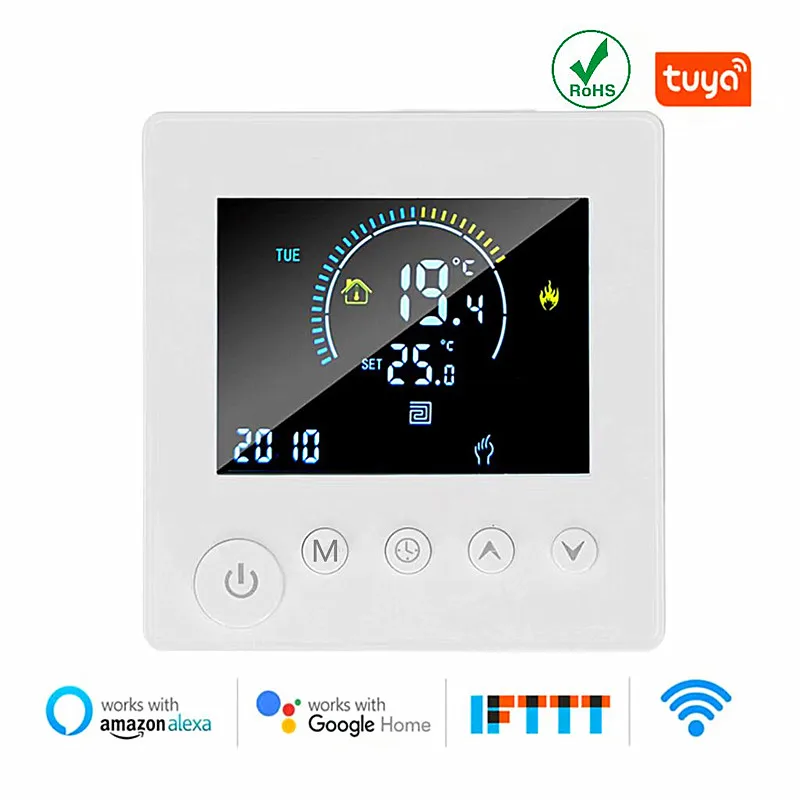 

Tuya Smart WiFi настенный термостат программируемый датчик ЖК-дисплей сенсорная кнопка водяное отопление теплый пол