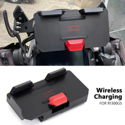 New Phone Holder Wireless Charger For BMW R1300GS R1300 GS R 1300 GS r1300gs Motorcycle Mount Fast USB Charging Red White Logo
