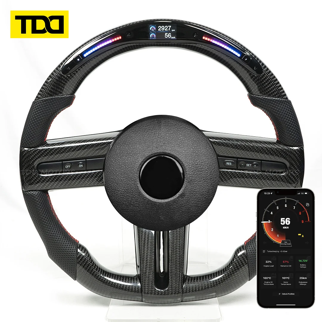 TDD Carbon Fiber Customized Smart Galaxy Pro LED RPM Light Up Display Racing Steering Wheel for Mustang 2005