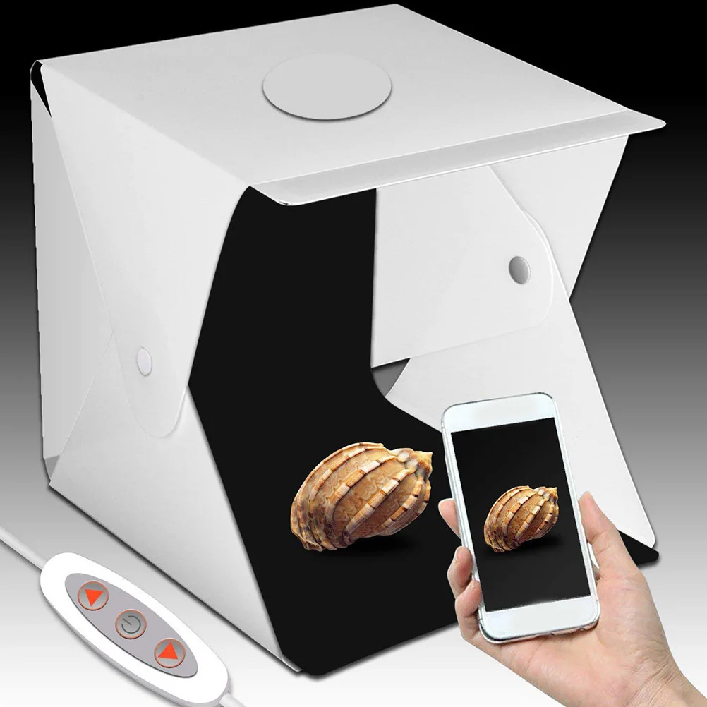 Мини-фотосъемка, фотостудия, палатка для съемки, складной дизайн, встроенный светодиодный светильник, 40 см, фоны для фотосъемки, освещение, кубическая палатка