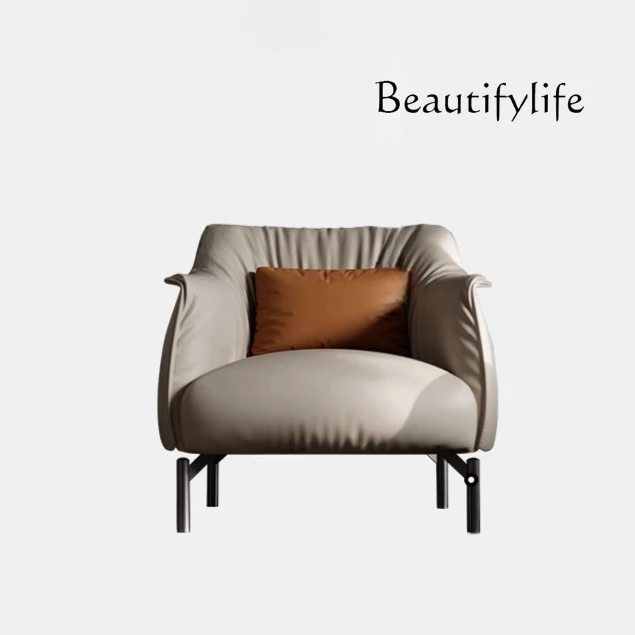 

Italian living room leather sofa designer high-end Italian minimalist single chair light luxury leisure chair