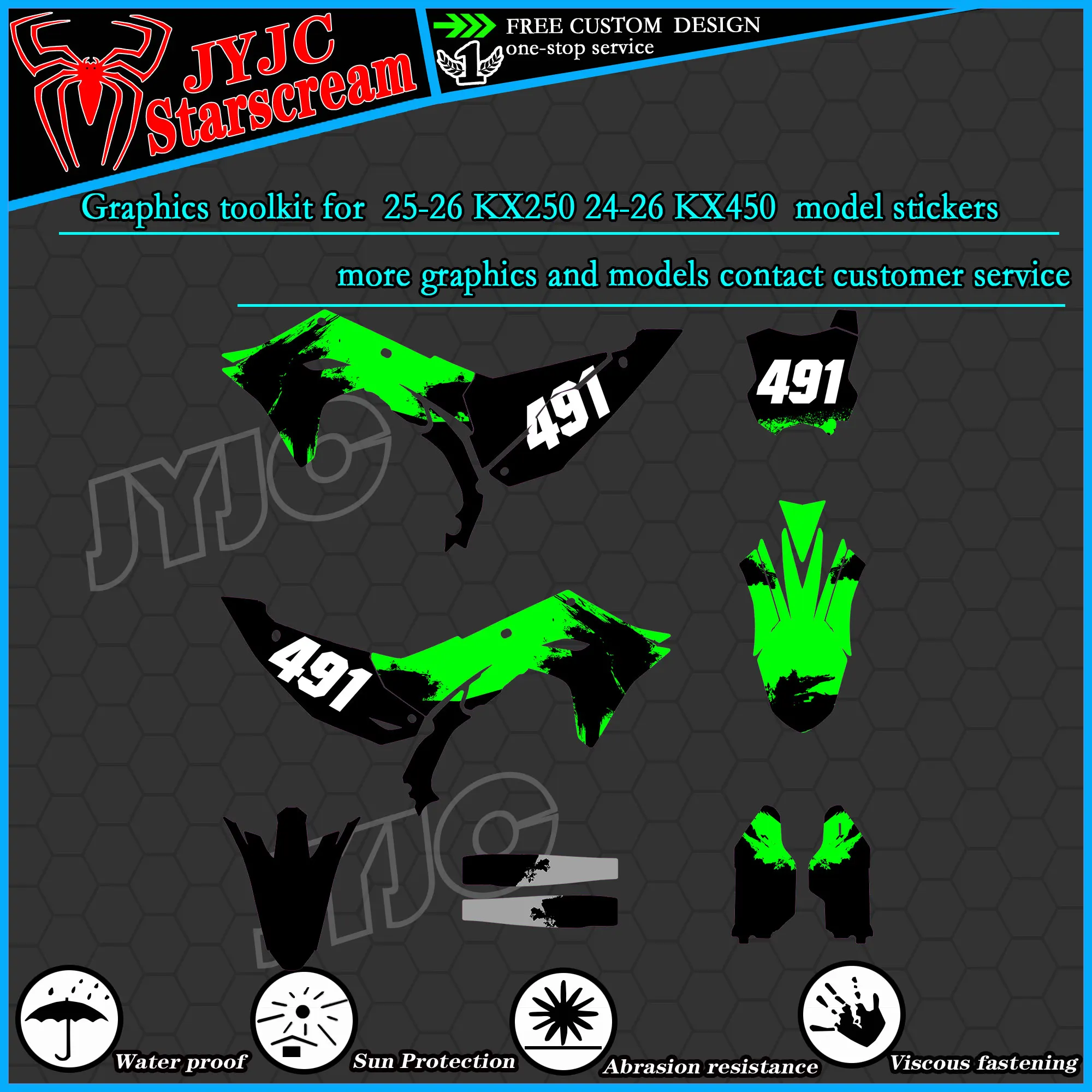 Graphic Kit for 25-26 KX250F 24-26 KX450F Motorcycle Decal Stickers