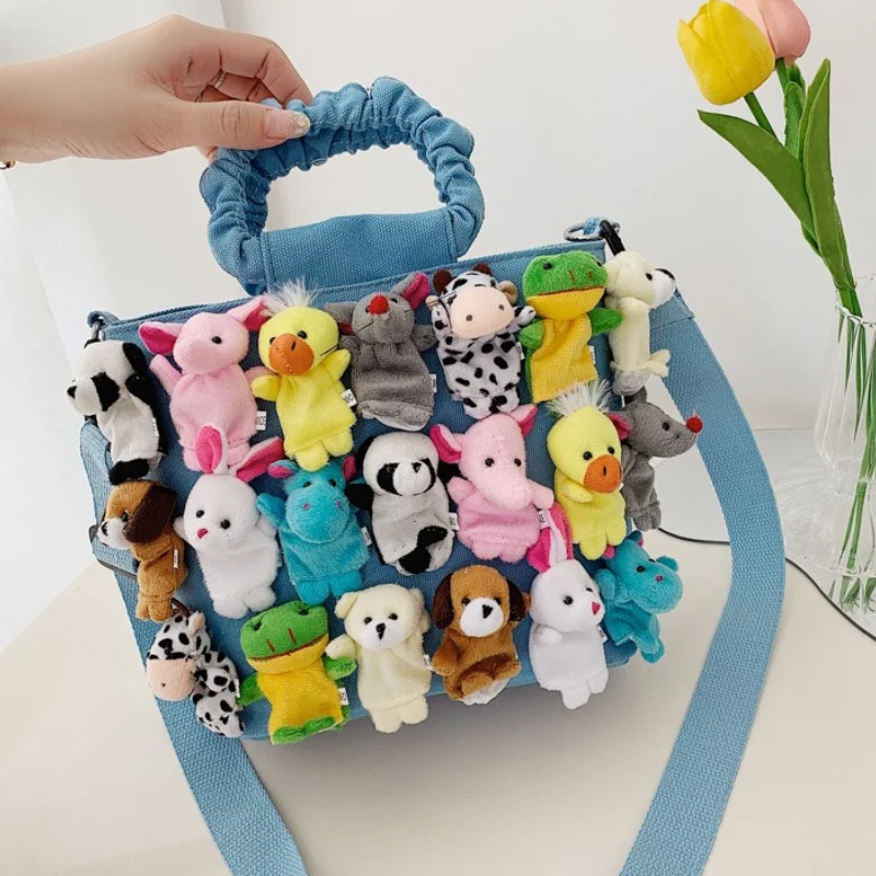 Funny Doll Bags for Women Trend 2024 Cartoon Cute Canvas Tote Bag Fashion Casual Handbags Party Beach Bucket Shoulder Bag Woman