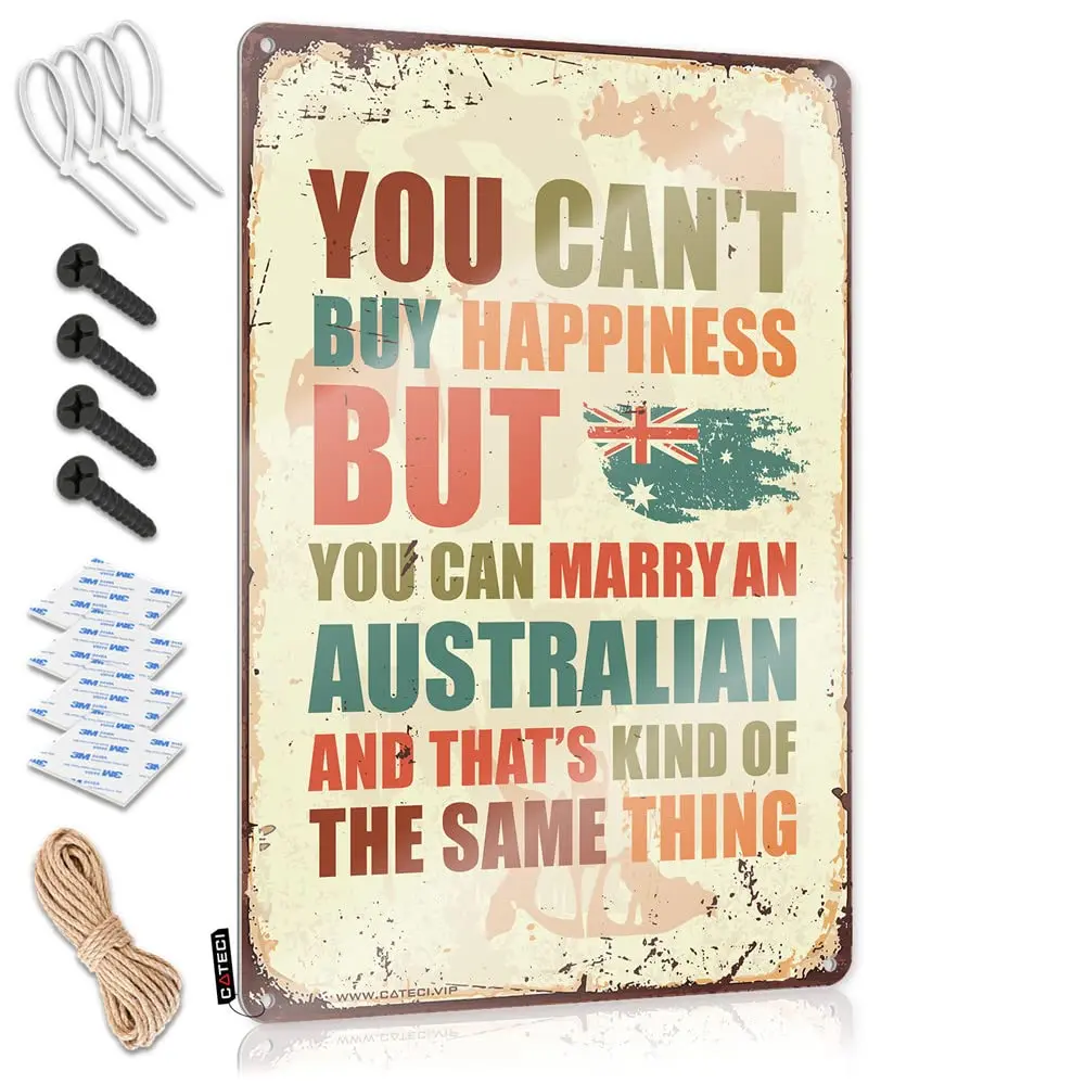 Wine Bar Decor You Can'T Buy Happiness But You Can Marry An Australian Sign Beer Up Outdoor Wall Art (Size : 30X40CM) sign