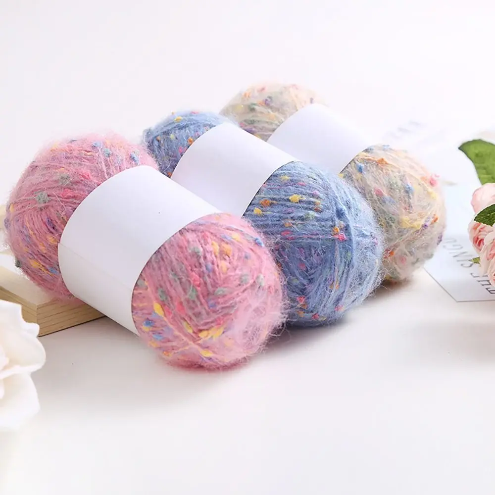Thick Colored Dots Wool Yarn DIY Plush Rainbow Thread Hand-woven Sweater