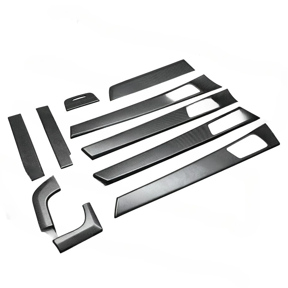 Dry Carbon Fiber Car Center Console Panel Cover Door Panel Center Gear Shift Trim 10PCS for  Panamera 971 2017-2023
