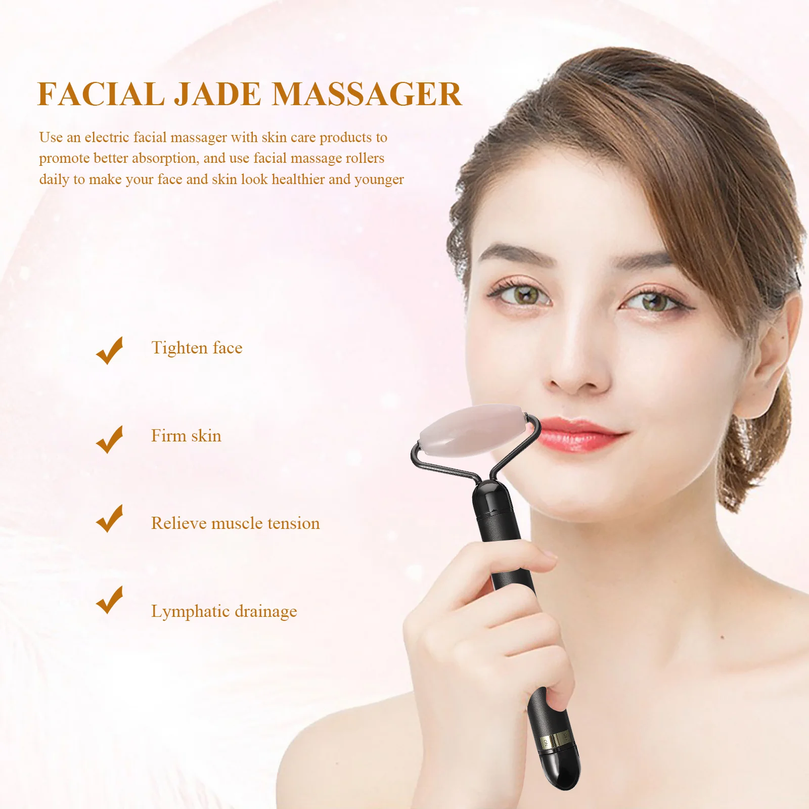 1 set Jade Gezicht Roller 3-In-1 Facial Massager Voor Anti-Aging Verminderen Rimpels Ogen Donkere kringen Elektrische Massage Stok
