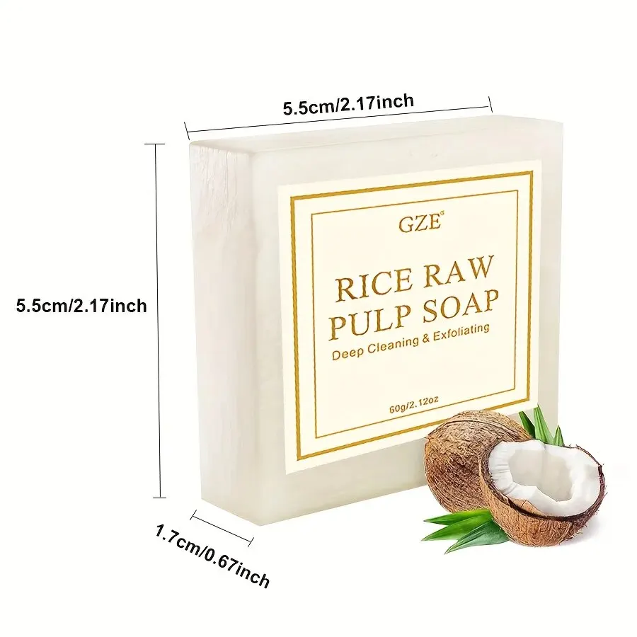 1pc Thailand Original Milk Rice Soap, Essential Oil, Bath Handmade Oil-Control Face Cleanser Body Wash 60g/2.12oz!