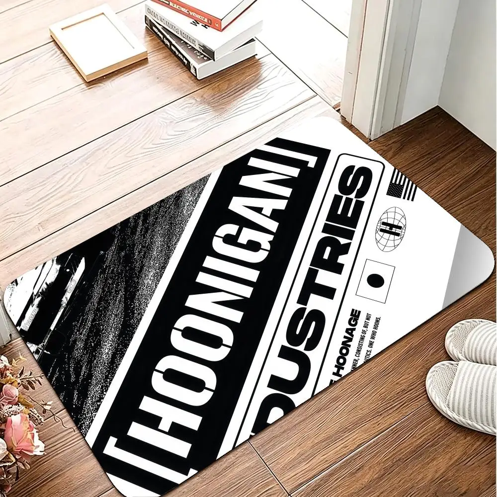 H-Hoonigan Racing Car Modification Floor Mat Flannel Rug Soft Non Slip Washable Door Mat For Bathroom Bedroom Kitchen Home Decor