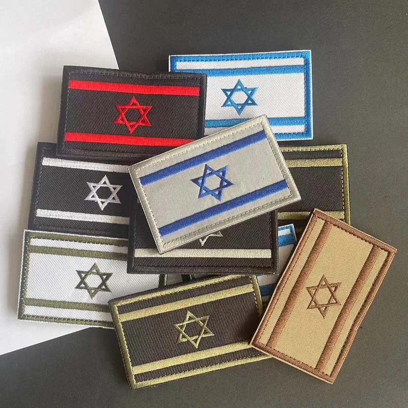 8*5CM/ Israel Flag Patch Clothes Sticker,Fabric Applique Embroidery Tactical Hook And Loop Patches Military Badges Army Armband