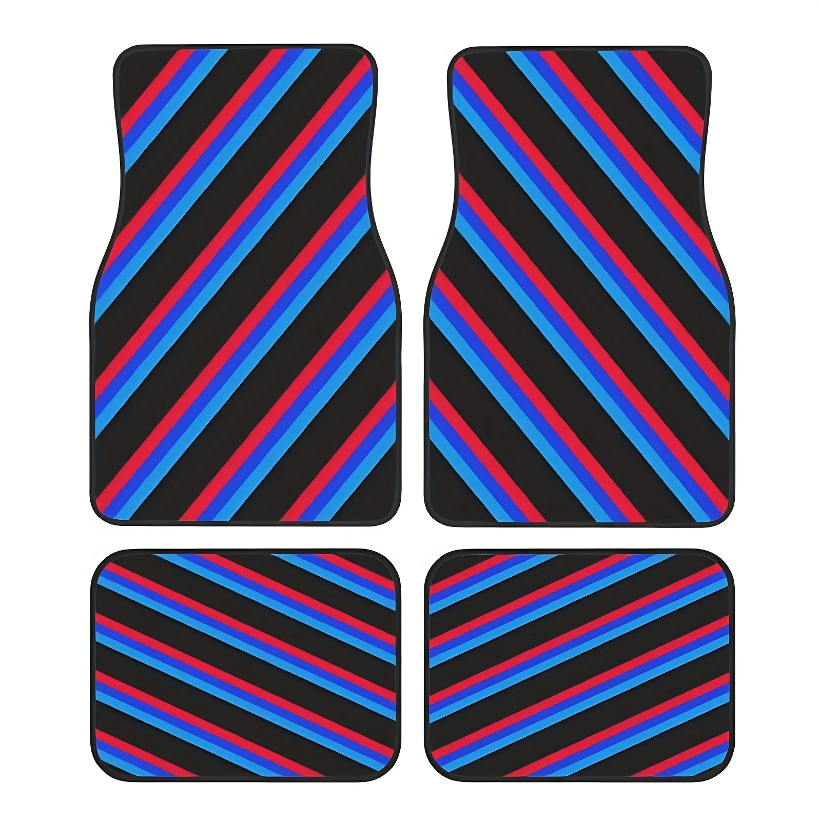 

Set Of 4 Universal Floor Mats For Suvs Featuring A Rainbow Stripe Design, Ideal For All Types Of Vehicles For Both Front And Bac