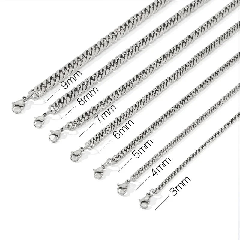 Minimalist Plain Cuban Chain Necklace For Men Polished Stainless Steel Multi Tone Adjustable Streetwear Accessory