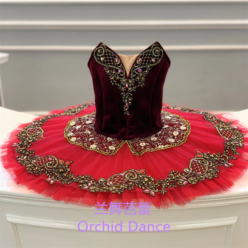 

Fine Pattern High Quality Professional Custom Size Classical Girls Red Black Bird Ballet Tutu Costumes