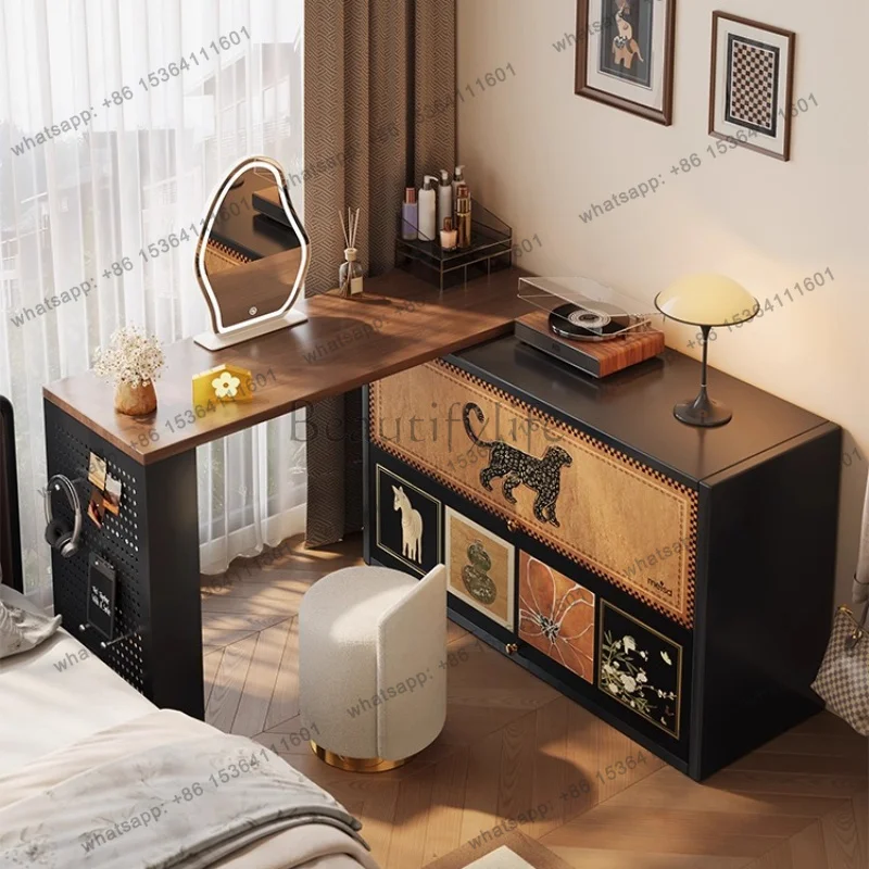 Chair Console Dressing Table Bedside Corner Makeup Mirror Study Vanity Table Vintage Cosmetics