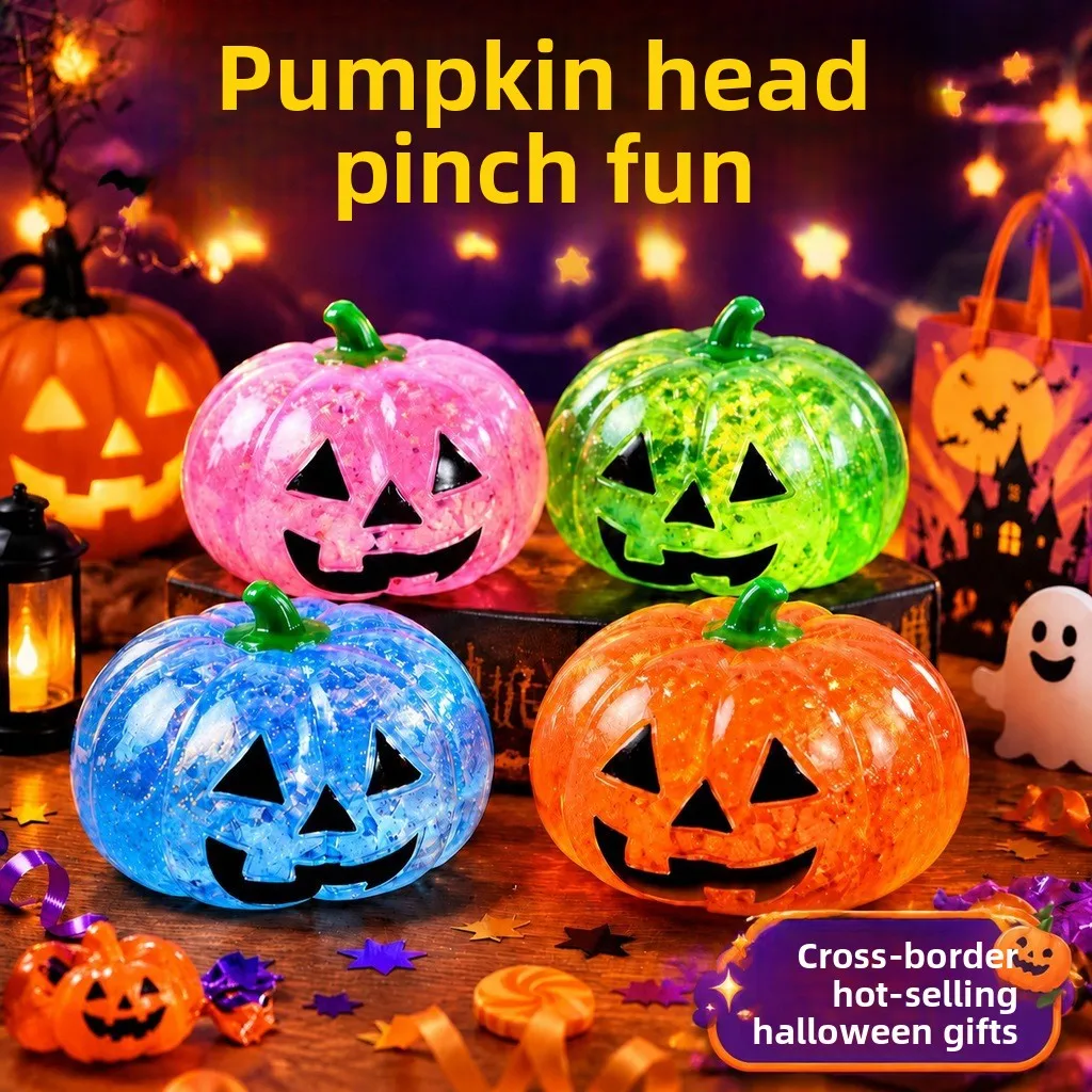 Halloween Pumpkin Maltose Stress Ball Squishy Toy Fidget Toy Stress Relief Slow Rebound Funny Halloween Gift Soft Elastic
