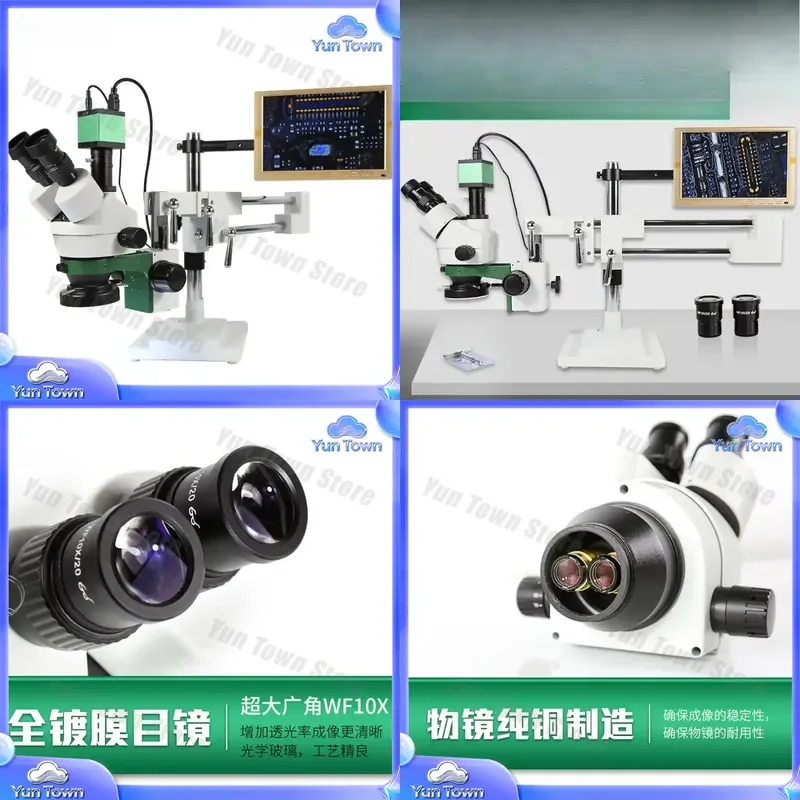 X7 Double-Arm 360-Degree Rotating Stereo Microscope for Electronics Repair with Super Wide Angle 7-45X Continuous Zoom