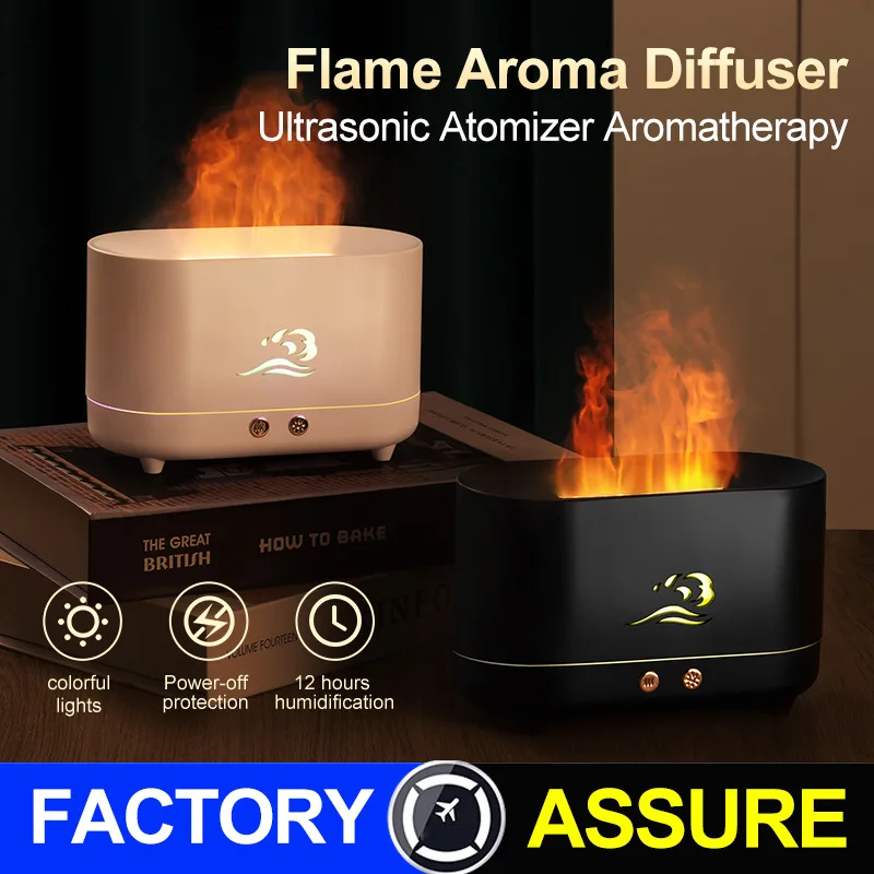 Flame Air Humidifier 225ml Home Electric Ultrasonic Aroma Can Be added Essential Oil  With 7 Color LED Mist Sprayer