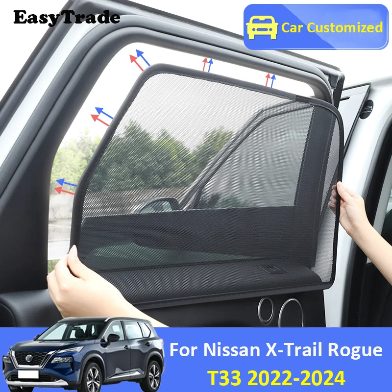 

For Nissan X-Trail Rogue T33 2024 2023 2022 Magnetic Car Sunshade Side Window Mesh Curtains Sunscreen Heat Insulation Sun Visor