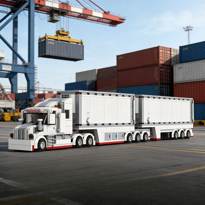 

Конструктор «Рефрижератор» (1019 деталей), большая модель с двойным прицепом и открывающимися дверями, коллекционный подарок для взрослых коллекционеров