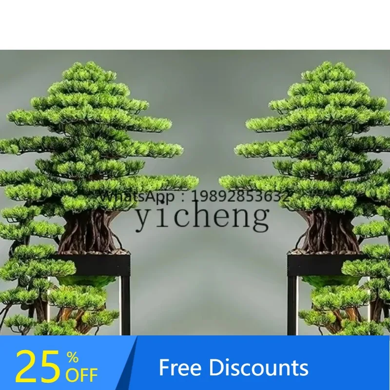 

New Chinese Simulation Welcome Pine Green Plant Bonsai Entrance Ornament Large Floor Decoration