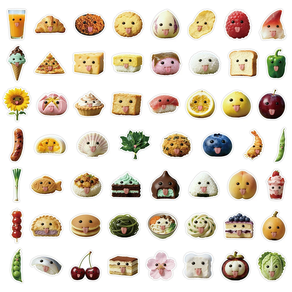 

10/30/50/100pcs Funny Abstract Food Meme Stickers Cute Cartoon Decals Decoration DIY Fridge Suitcase Phone Graffiti Sticker Toy